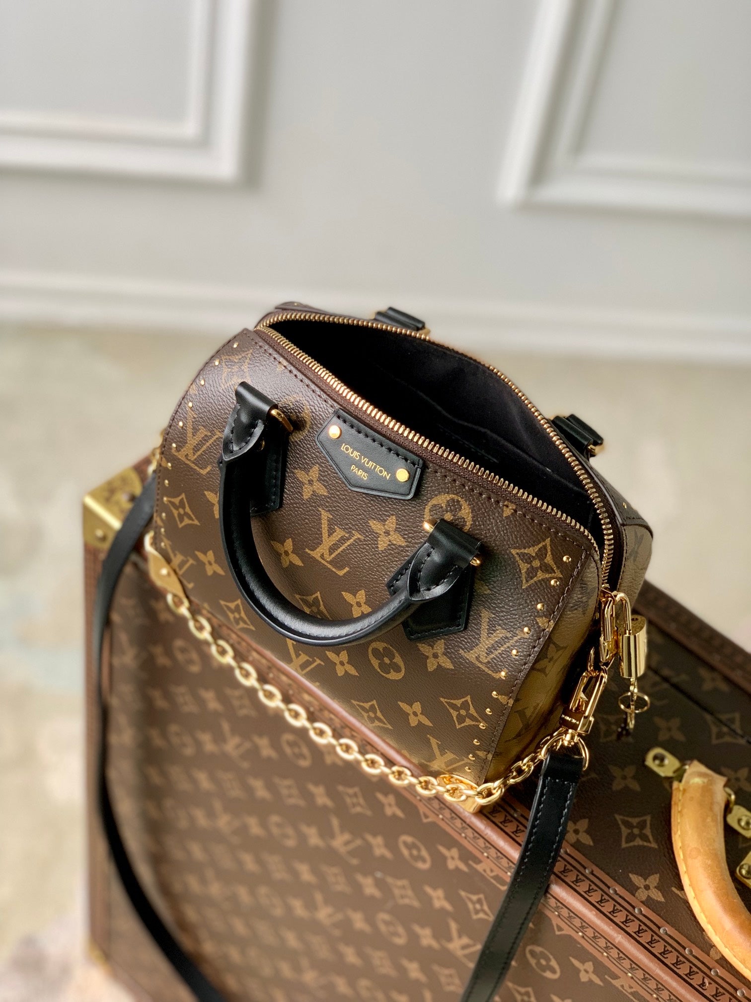 Lv Speedy Trunk 20 Black Brown Monogram mysite