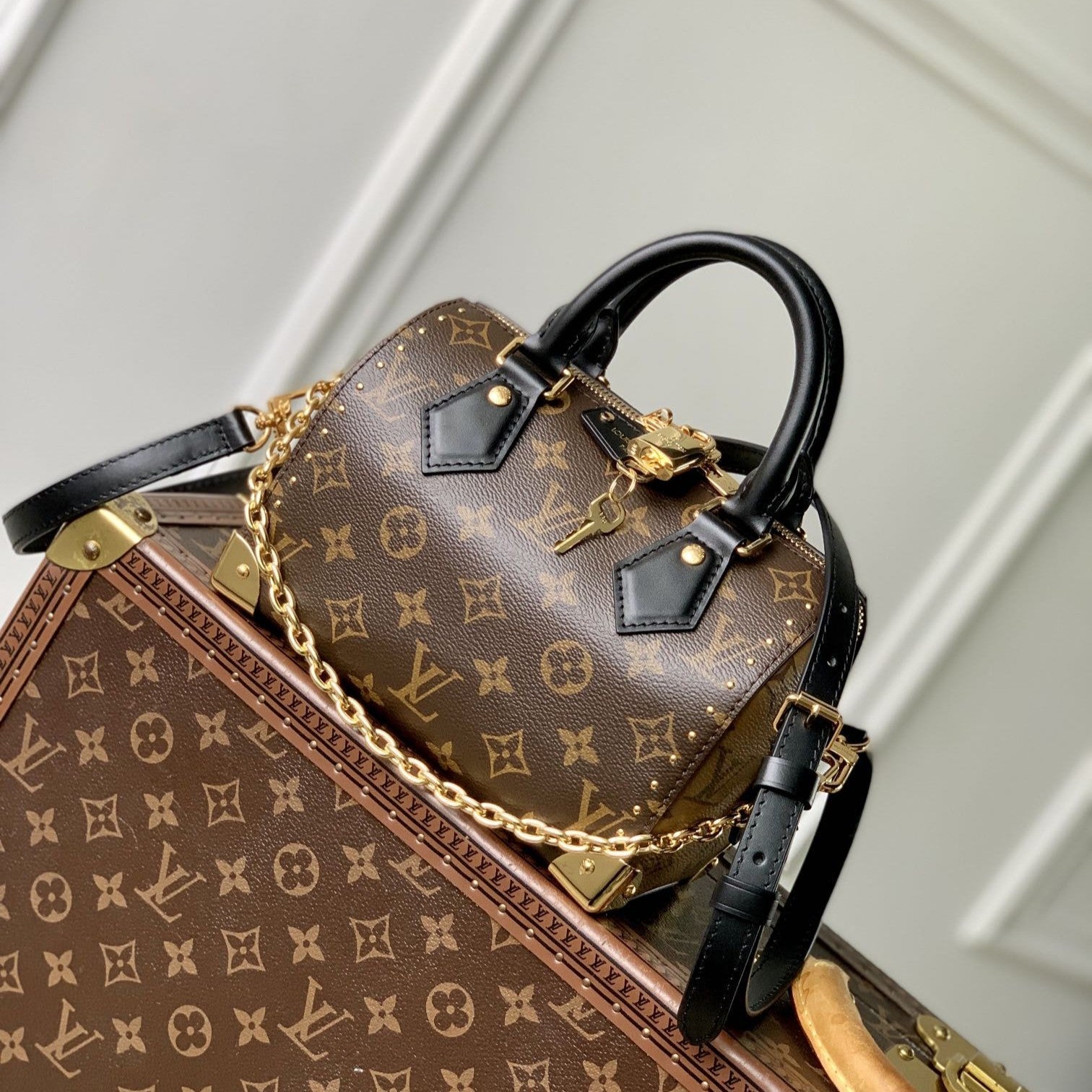 Lv Speedy Trunk 20 Black Brown Monogram mysite