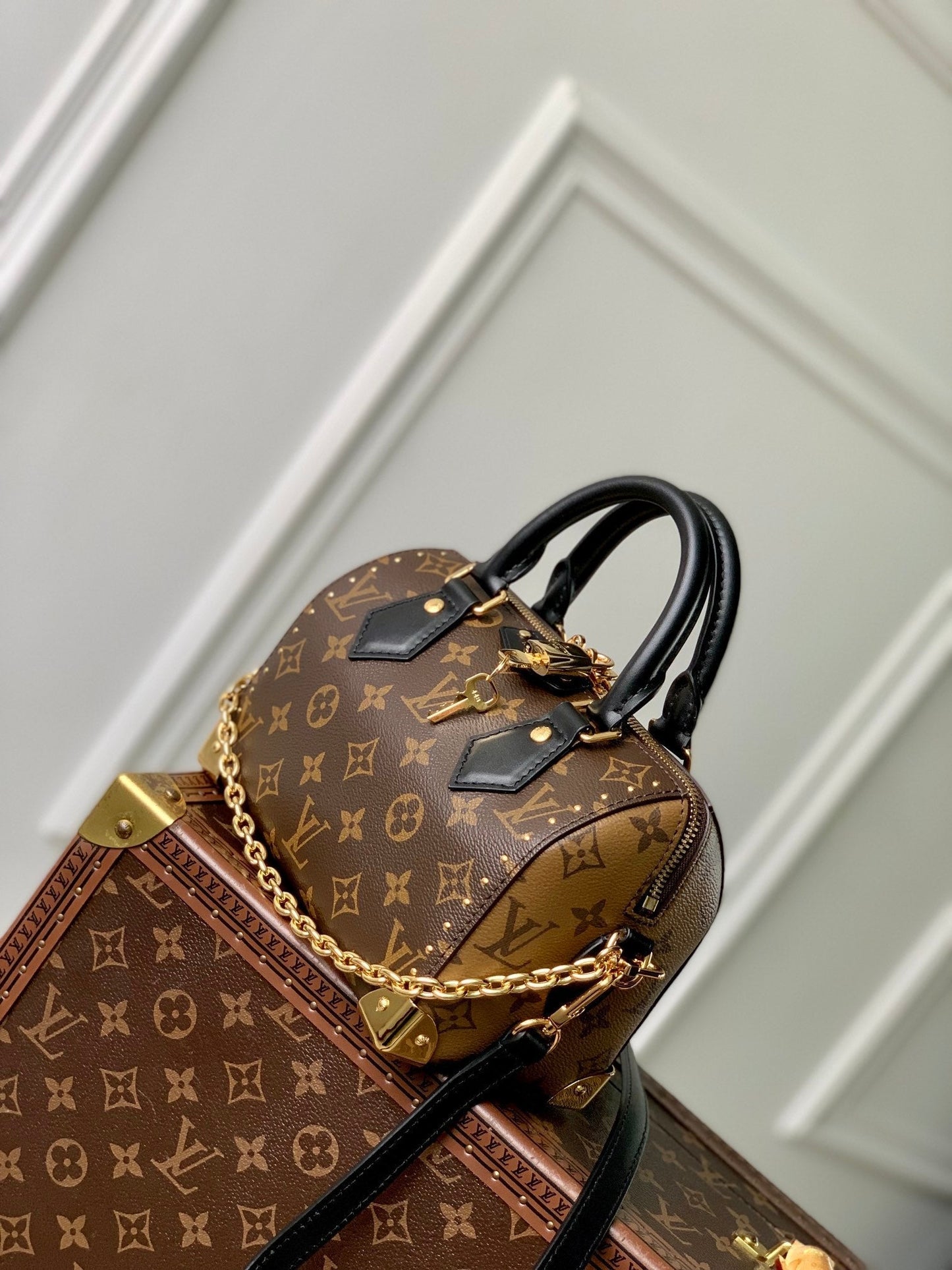 Lv Speedy Trunk 20 Black Brown Monogram mysite