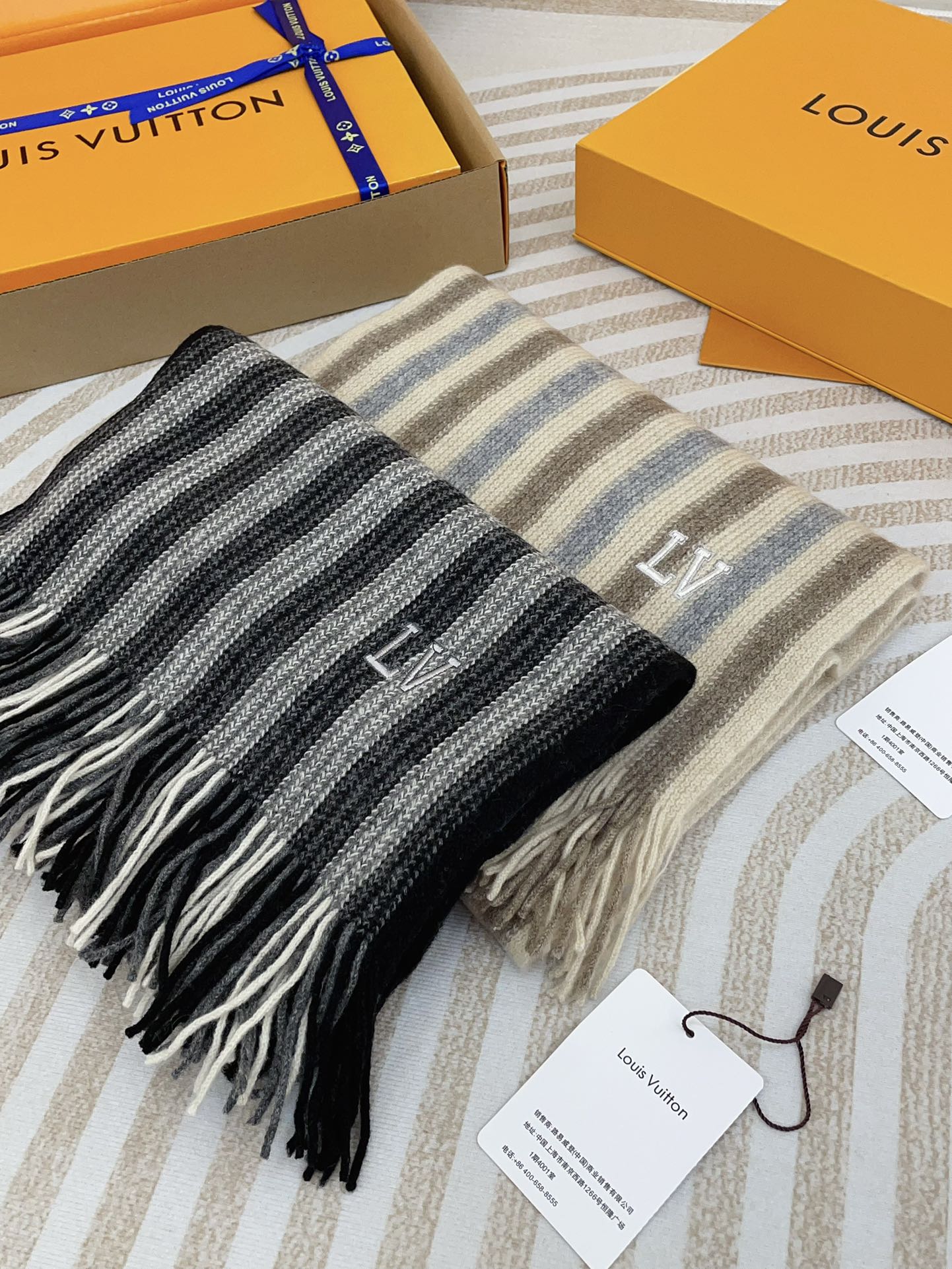 KNITTED SCARF 180 CM IN BLACK MIX GRAY CASHMERE 388179 mysite