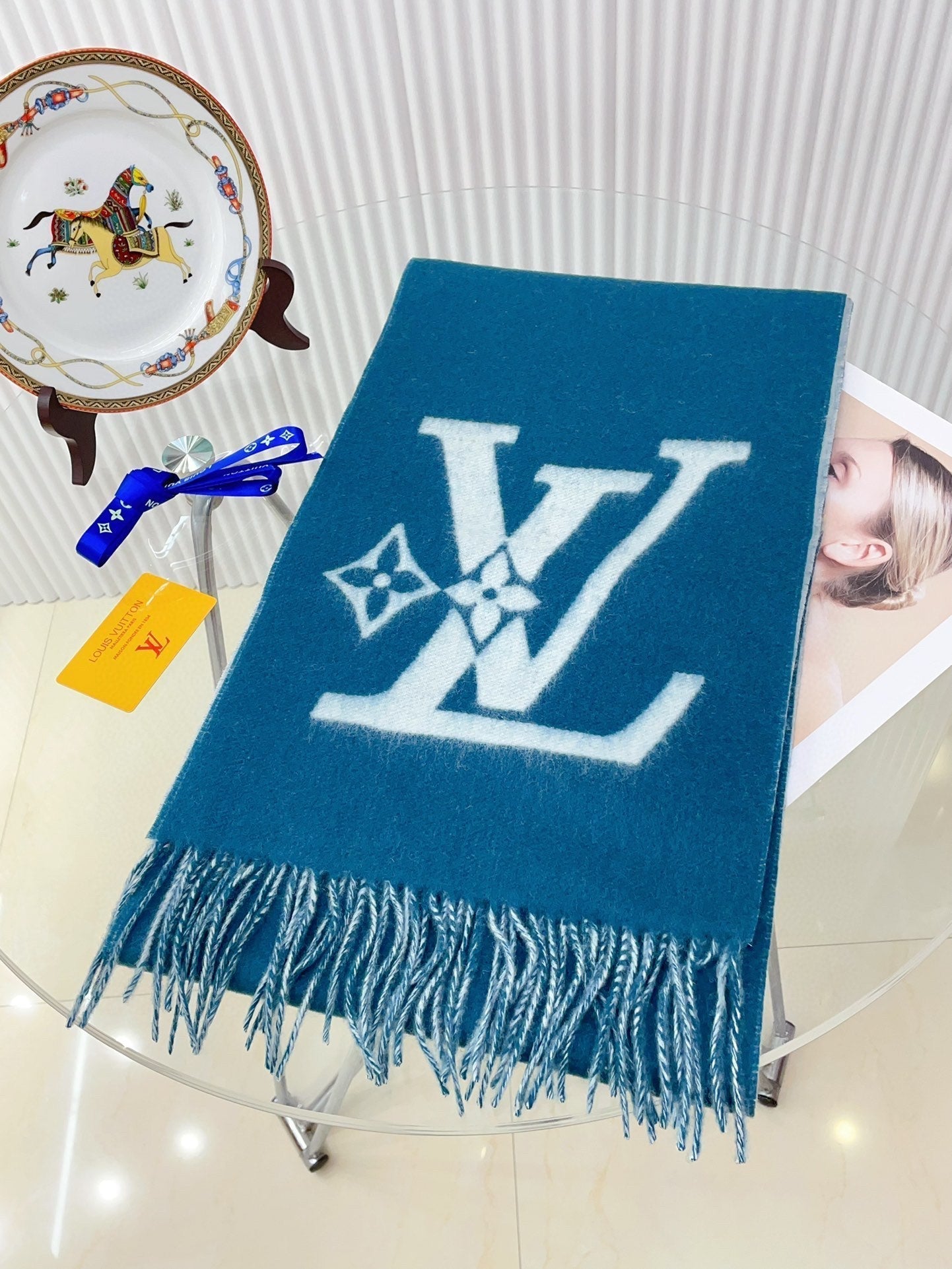 SMASH SCARF 210 CM IN ELECTRIC BLUE WOOL 390964 mysite