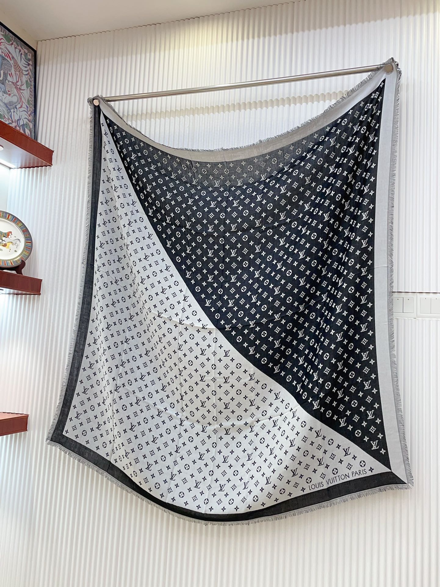 DUOGRAM SCARF 140 CM IN WHITE MIX BLACK SILK 396239 mysite