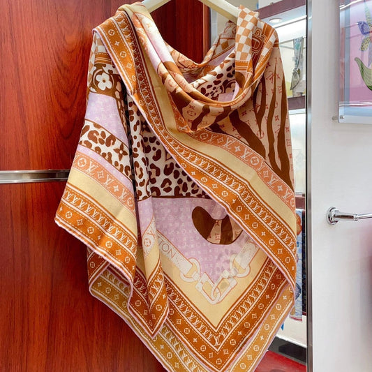 FELINE DUO 140 CM SQUARE SILK SCARF COLORFUL 398281 mysite