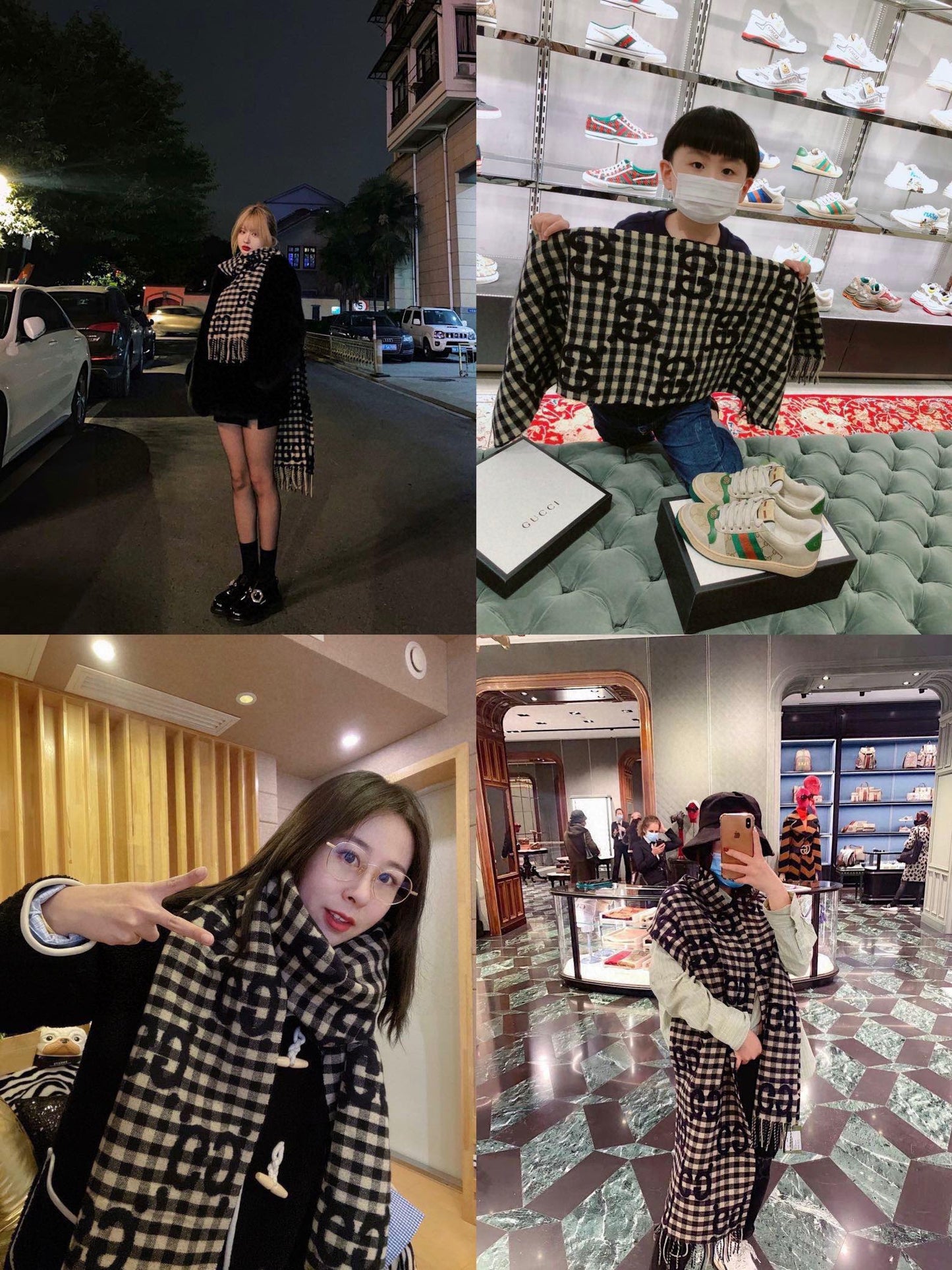 SCARF 220 CM IN BLACK MIX WHITE WOOL 401165 mysite