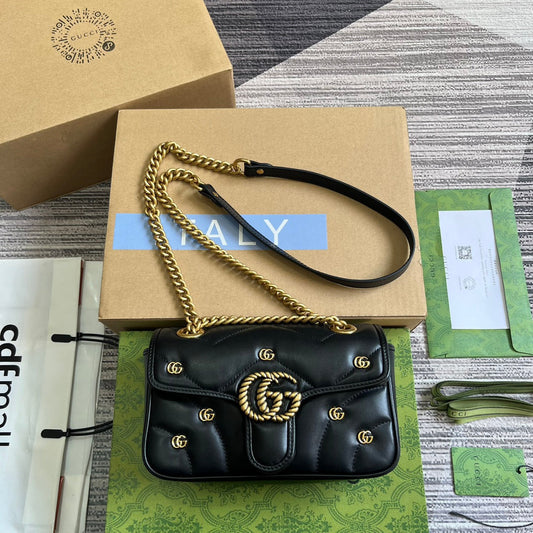 GG MARMONT SMALL 22 BAG IN BLACK LAMBSKIN mysite