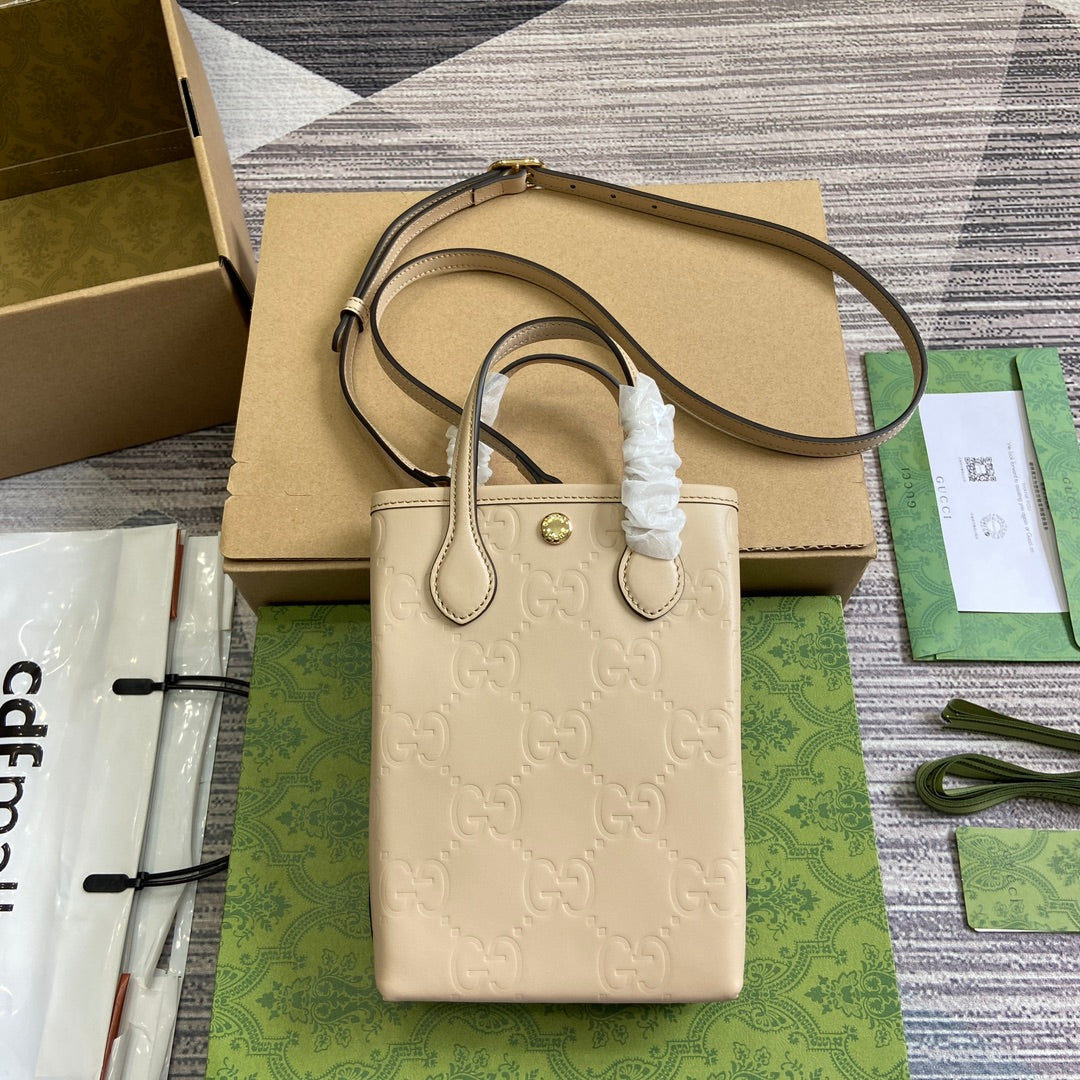 GG 20 SUPER MINI BAG WITH STRAP IN BEIGE CALFSKIN mysite
