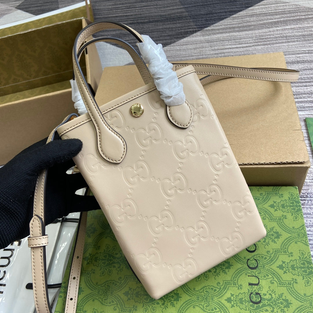 GG 20 SUPER MINI BAG WITH STRAP IN BEIGE CALFSKIN mysite