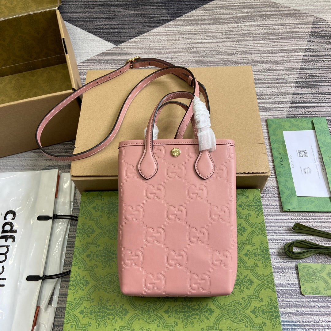 GG 20 SUPER MINI BAG WITH STRAP IN LIGHT PINK CALFSKIN mysite