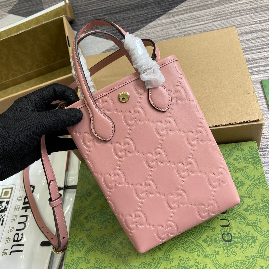 GG 20 SUPER MINI BAG WITH STRAP IN LIGHT PINK CALFSKIN mysite