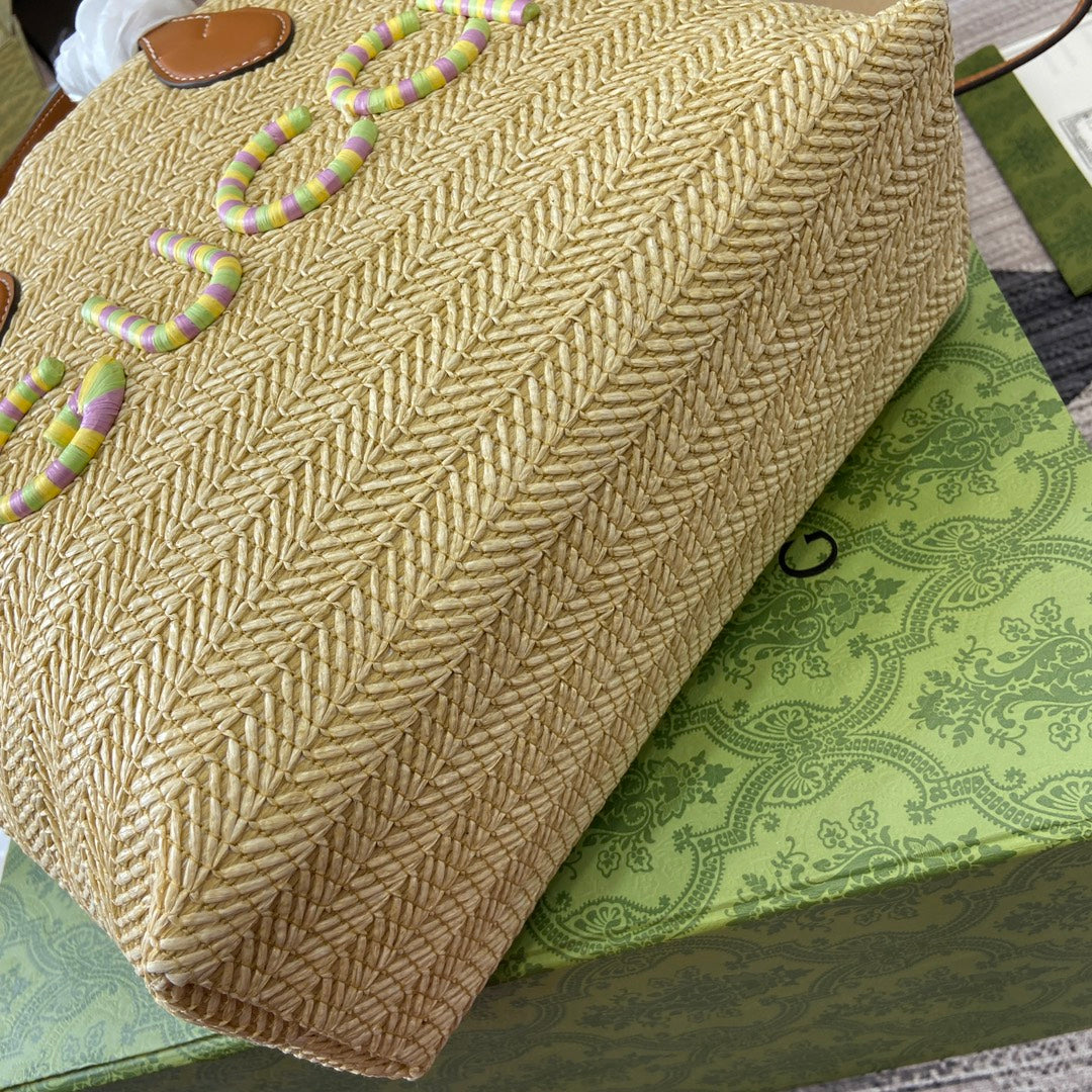 SMALL 35 STRAW-EFFECT TOTE BROWN MIX BEIGE mysite