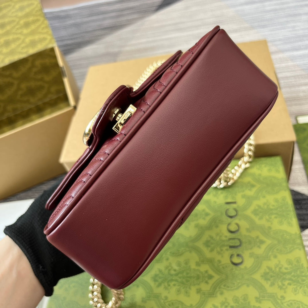 GG MARMONT 13 MINI TOP HANDLE BAG ROSSO ANCORA RED CALFSKIN mysite