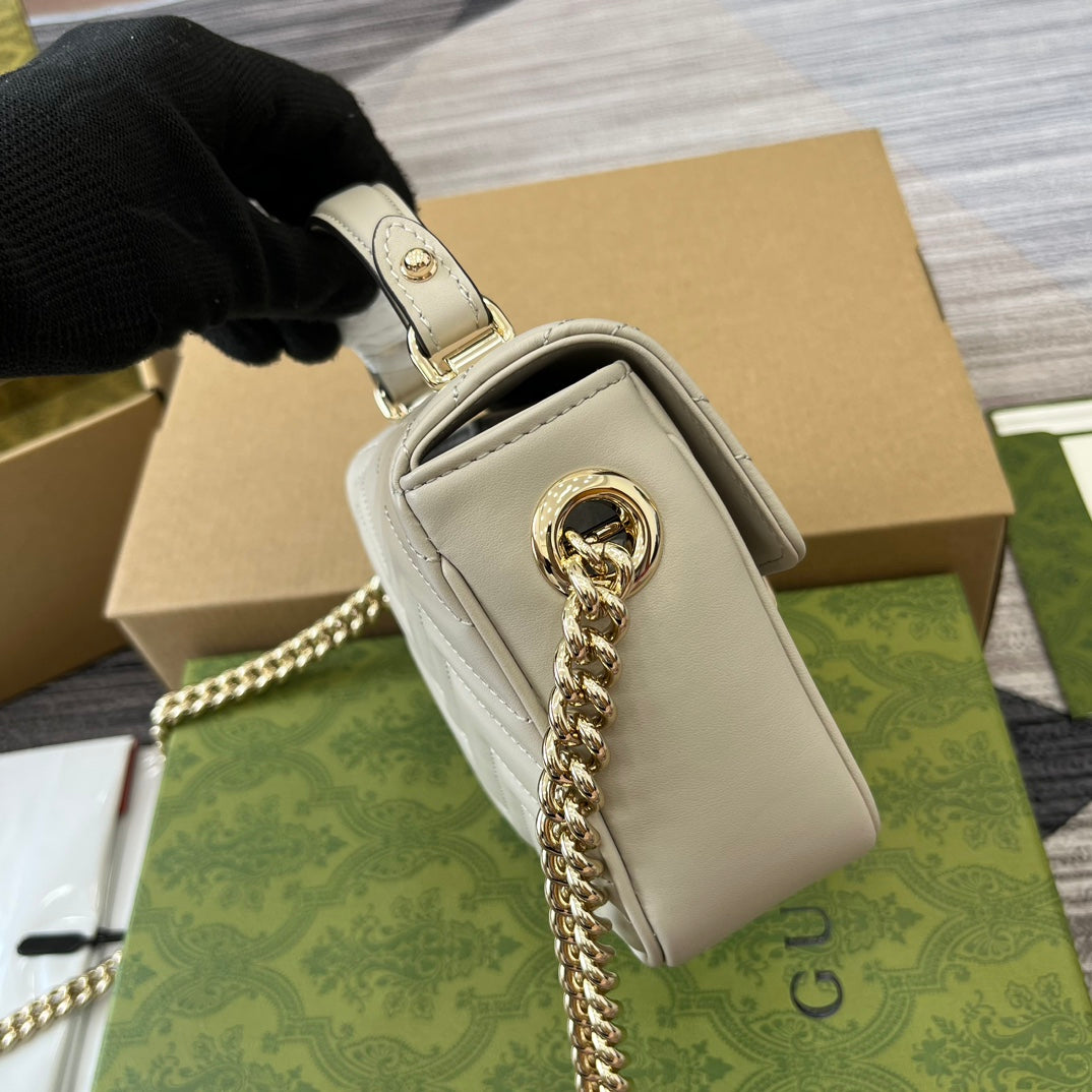 GG MARMONT 13 MINI TOP HANDLE BAG WHITE CALFSKIN mysite