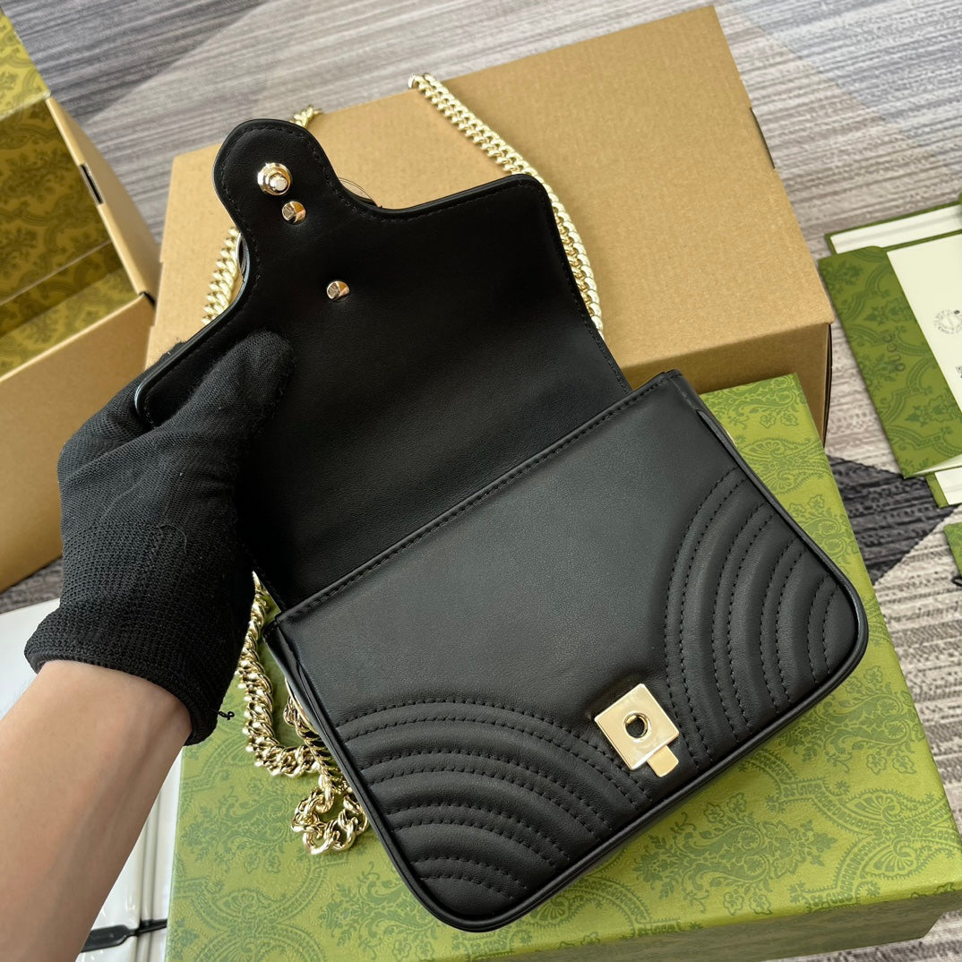 GG MARMONT 13 MINI TOP HANDLE BAG BLACK CALFSKIN mysite