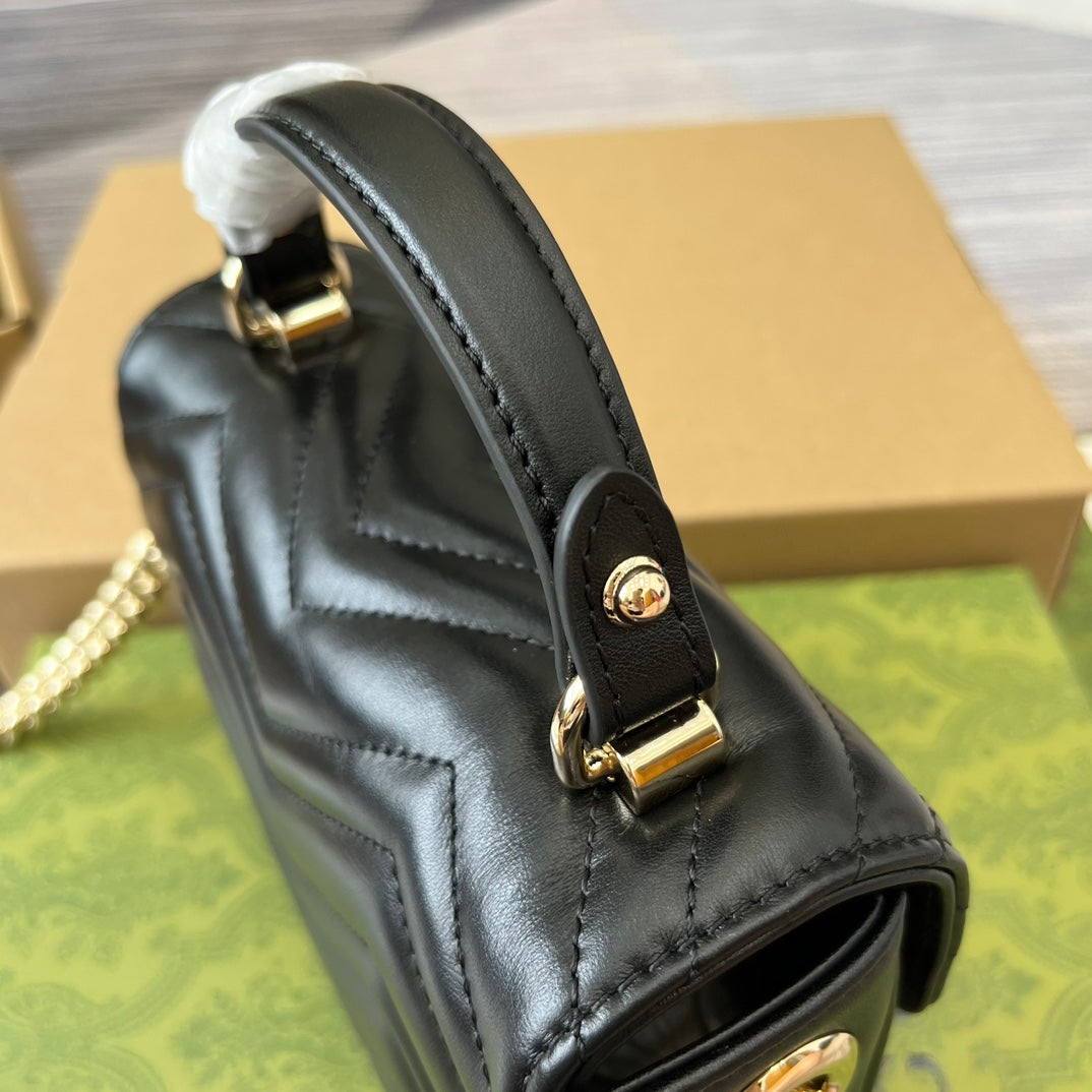 GG MARMONT 13 MINI TOP HANDLE BAG BLACK CALFSKIN mysite