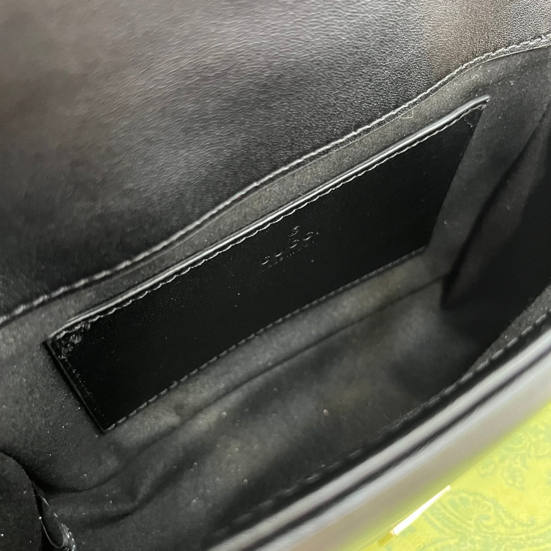 GG MARMONT 13 MINI TOP HANDLE BAG BLACK CALFSKIN mysite