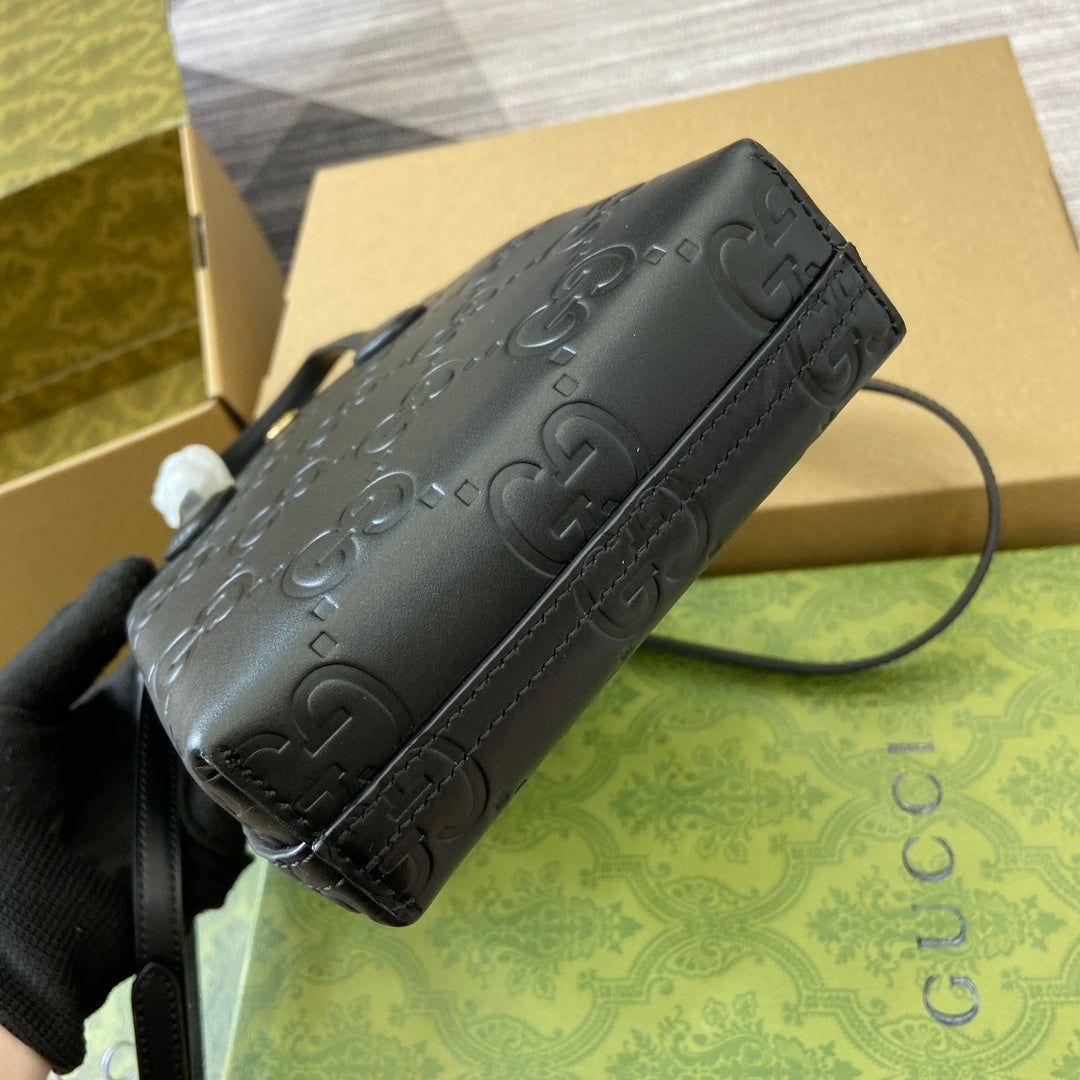 GG 20 SUPER MINI BAG WITH STRAP IN BLACK CALFSKIN mysite