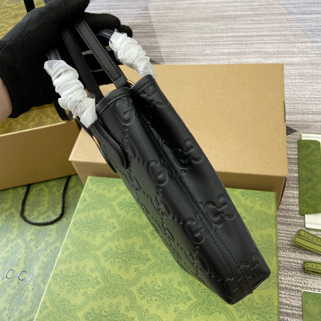 GG 20 SUPER MINI BAG WITH STRAP IN BLACK CALFSKIN mysite