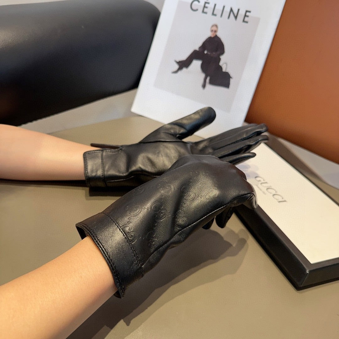 GLOVES IN BLACK EMBOSSED LAMBSKIN 423484 mysite