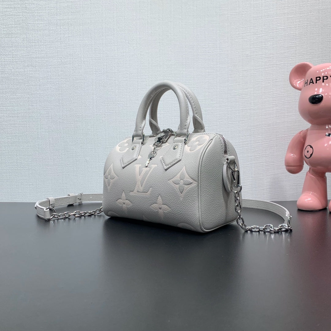 LV Speedy Bandouliere 20 Brume Gray Monogram Empreinte Leather 205495 mysite