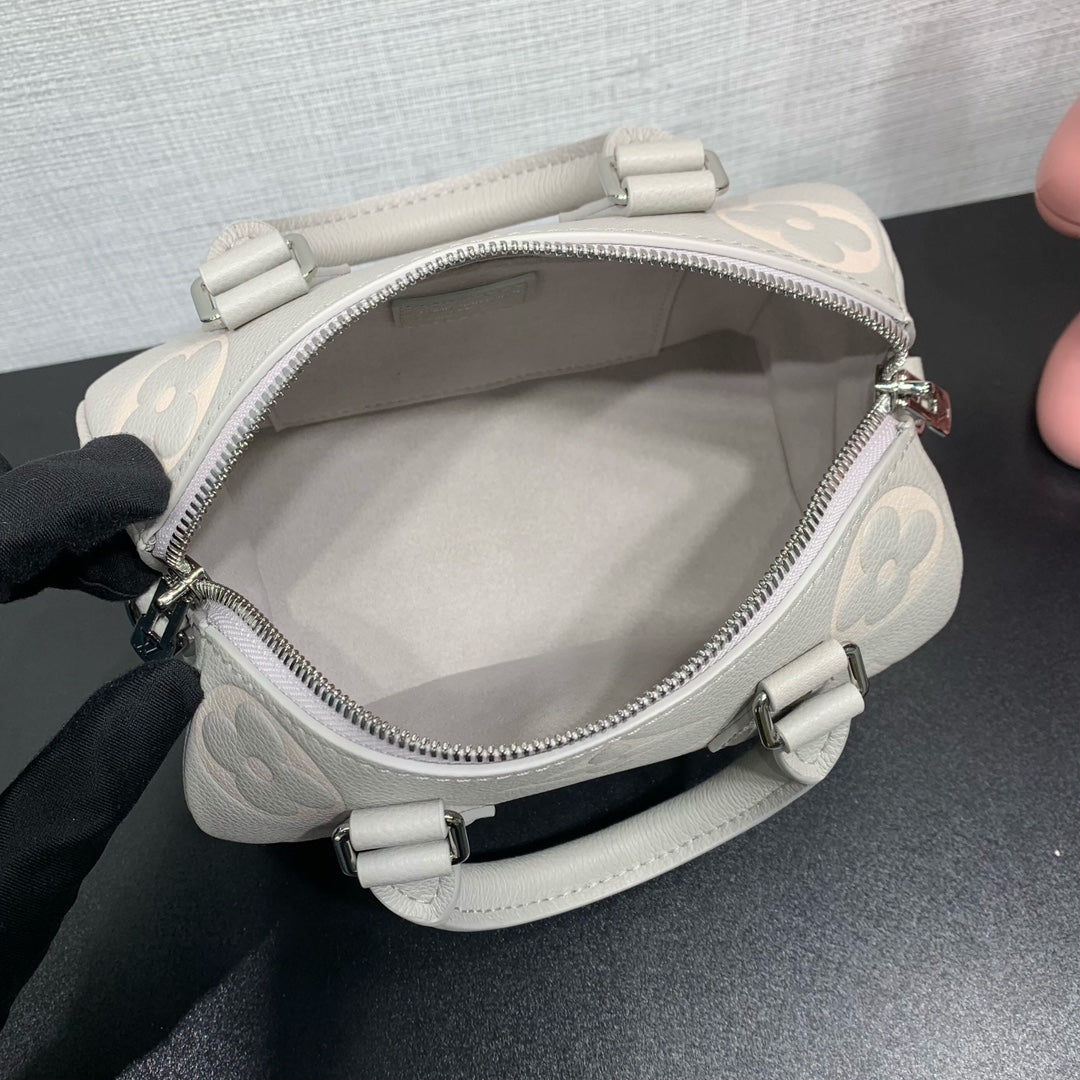 LV Speedy Bandouliere 20 Brume Gray Monogram Empreinte Leather 205495 mysite