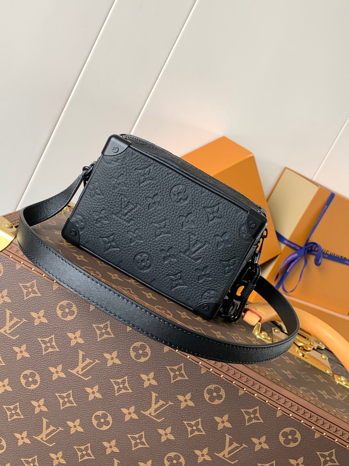 LV M55702 Mini Soft Trunk 18.5 with Matte-Black Chains Black Taurillon Cowhide mysite
