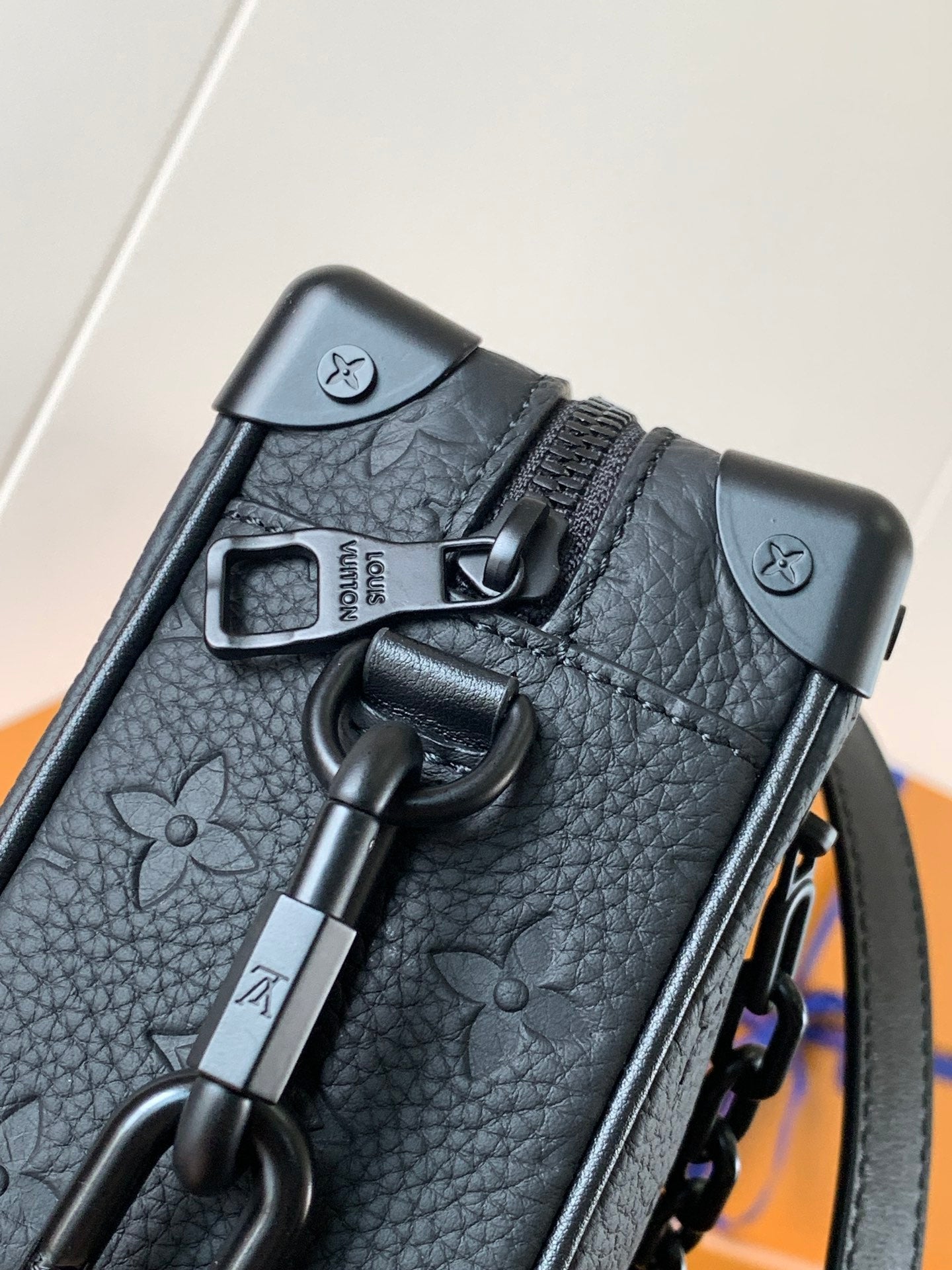 LV M55702 Mini Soft Trunk 18.5 with Matte-Black Chains Black Taurillon Cowhide mysite