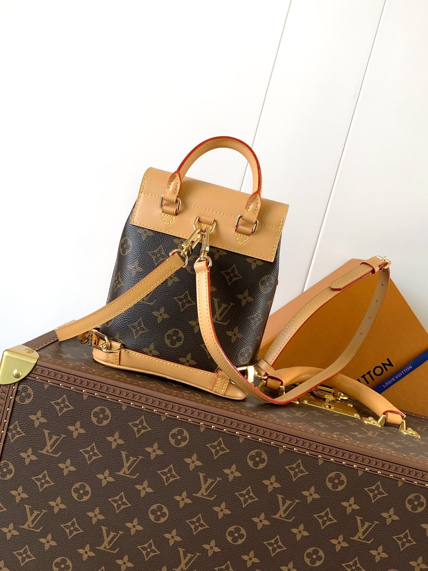 LV Soho Mini Backpack 17cm Brown Beige Monogram Canvas & Cowhide mysite