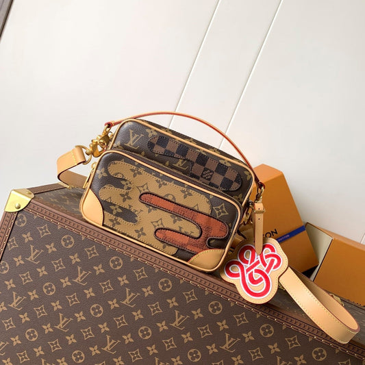 LV Nil Crossbody Bag 27.5cm Brown Monogram Reverse & Damier Canvas mysite