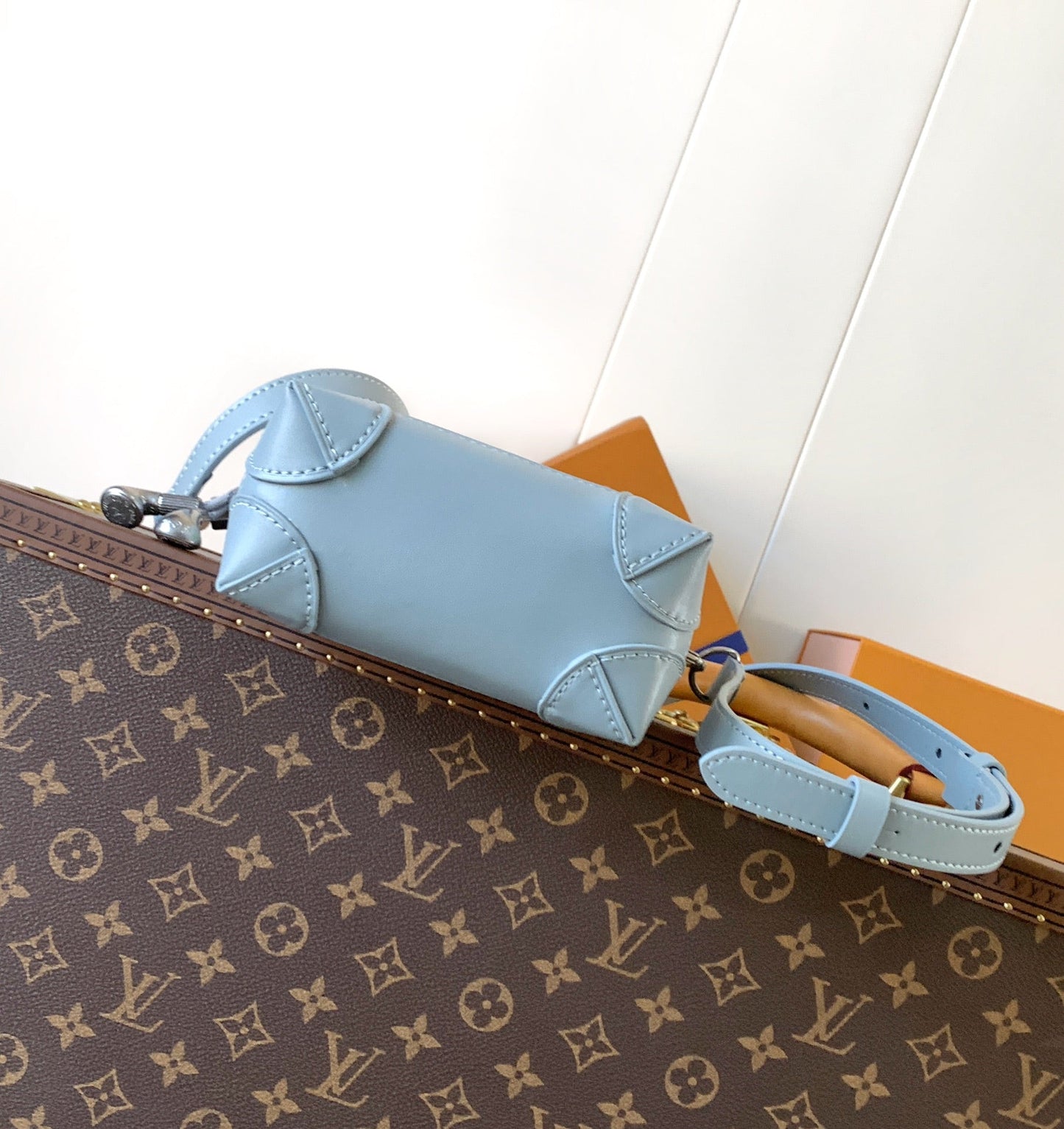 LV M13905 Nano Steamer Bag 15cm Solf Blue White Monogram Silver HW mysite