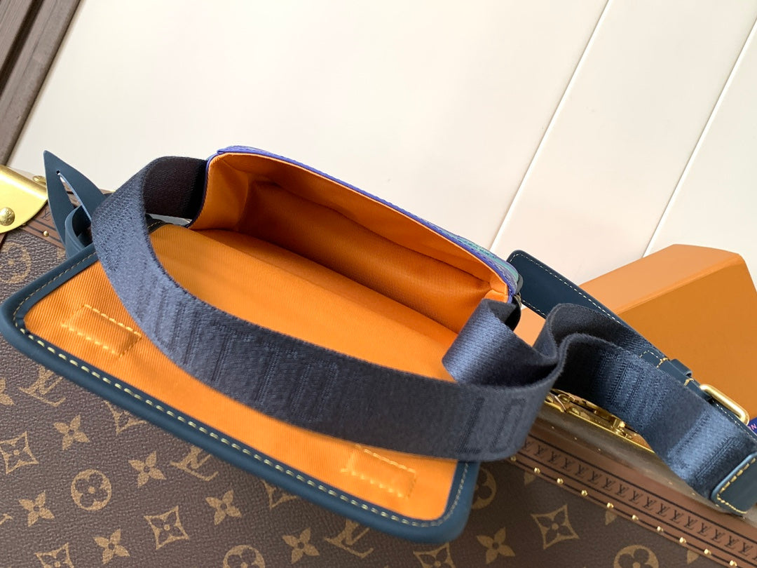 LV Bosphore Mini Handbag 19cm Purple Blue Canvas & Leather trim mysite