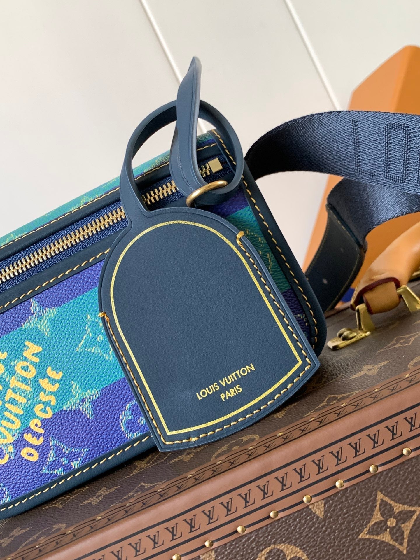 LV Bosphore Mini Handbag 19cm Purple Blue Canvas & Leather trim mysite