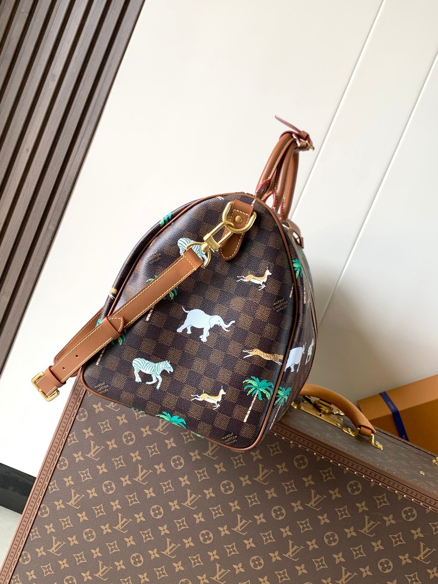 LV Keepall Bandoulière 50 Brown Animal Printed Monogram Canvas mysite