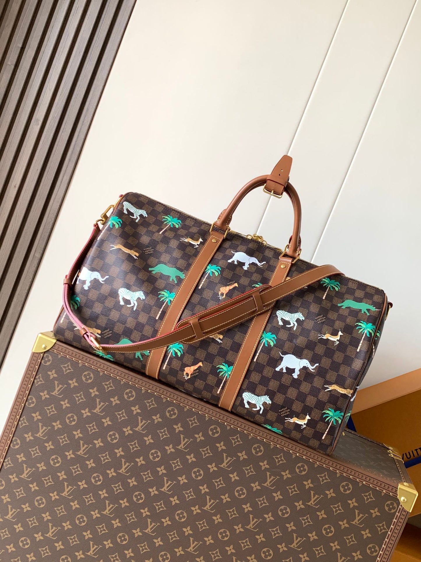 LV Keepall Bandoulière 50 Brown Animal Printed Monogram Canvas mysite