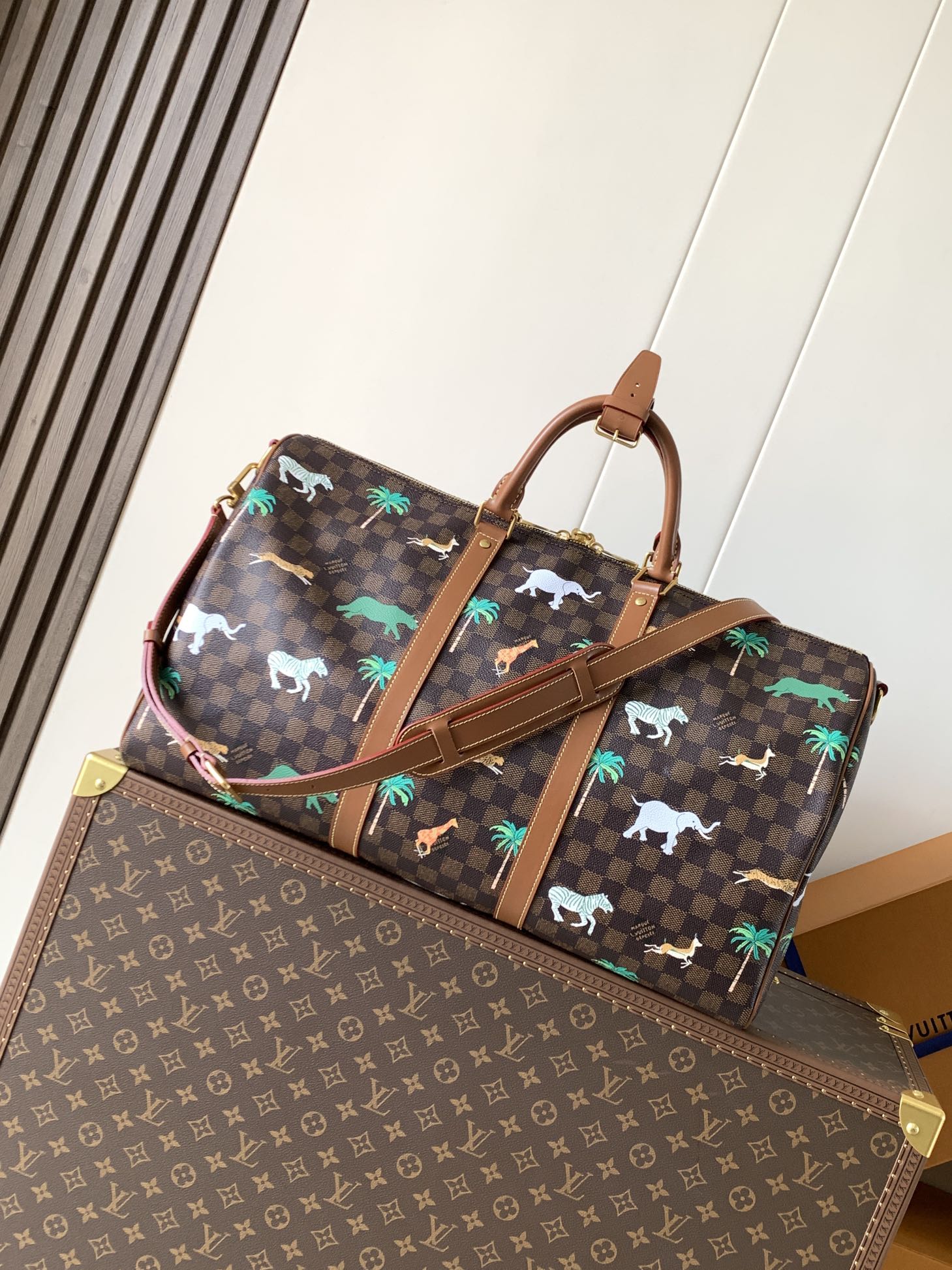 LV Keepall Bandoulière 50 Brown Animal Printed Monogram Canvas mysite