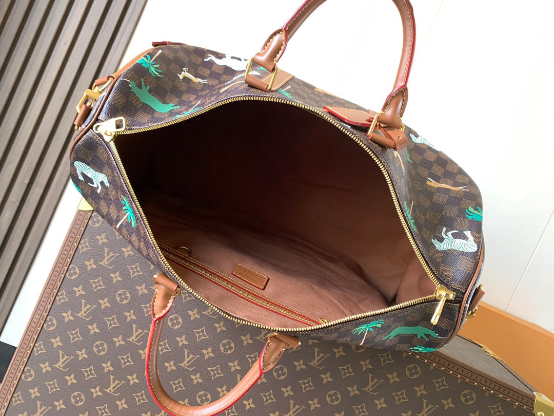LV Keepall Bandoulière 50 Brown Animal Printed Monogram Canvas mysite