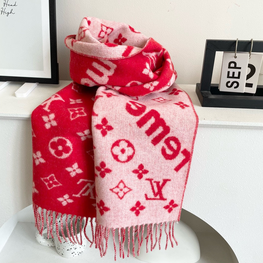 SUPREME X MONOGRAM 180 CM SCARF IN CHERRY RED WOOL AND CASHMERE 392942 mysite