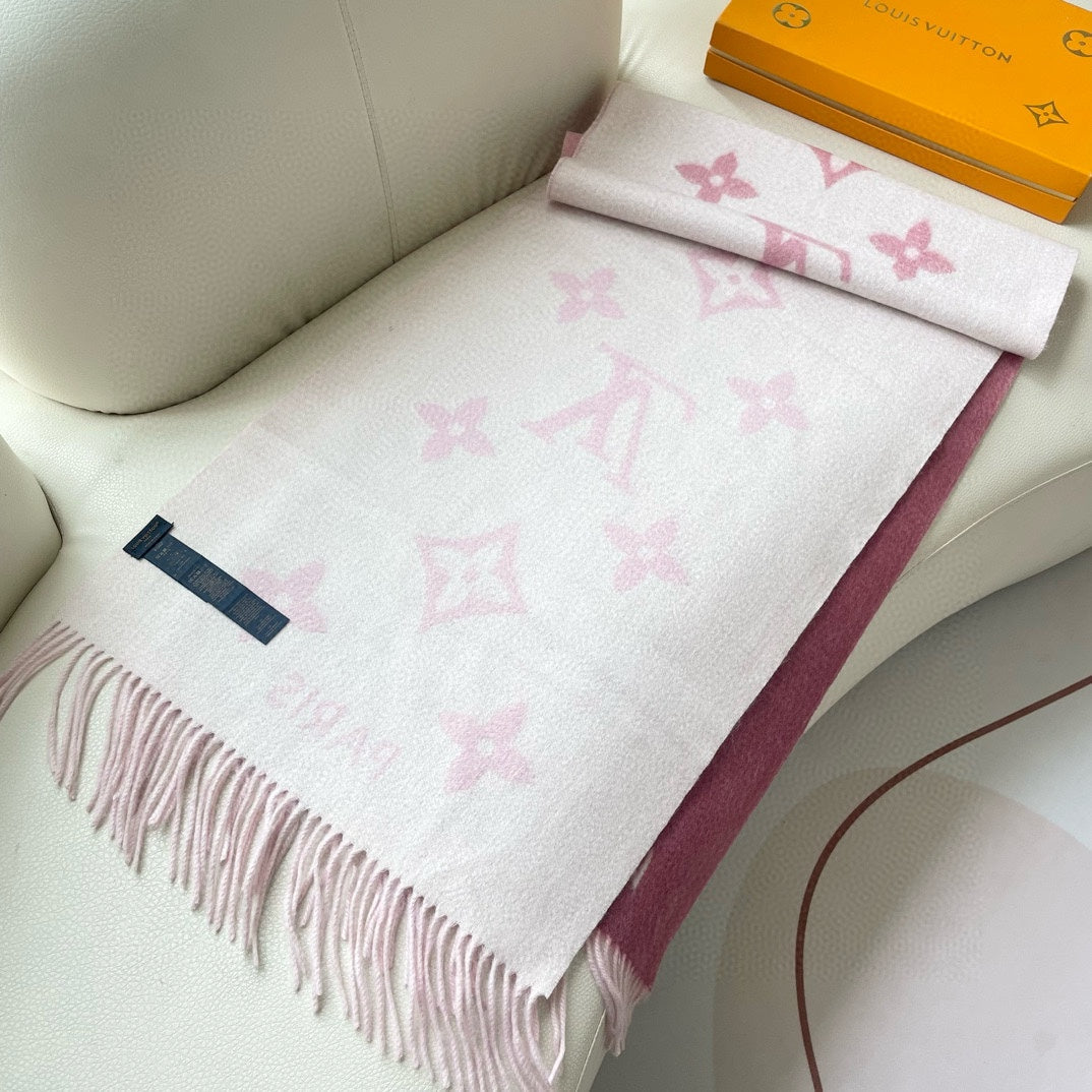 REYKJAVIK GRADIENT SCARF 220 CM IN PUNCH PINK CASHMERE 399735 mysite