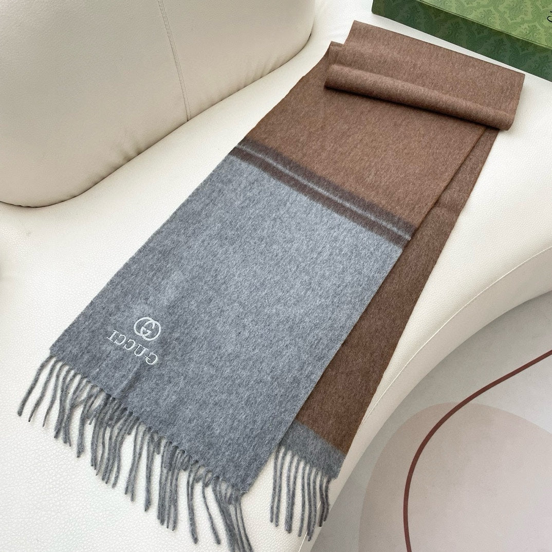 SCARF 190 CM IN DOVE GRAY MIX CAMEL BEIGE CASHMERE AND WOOL 399761 mysite