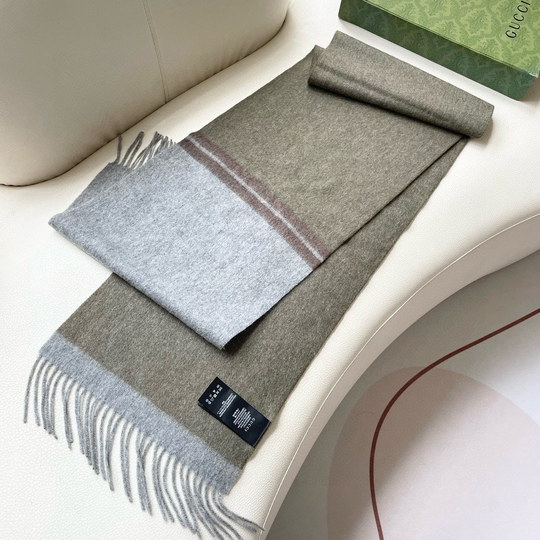 SCARF 190 CM IN PALE GRAY MIX SAND BEIGE CASHMERE AND WOOL 399762 mysite