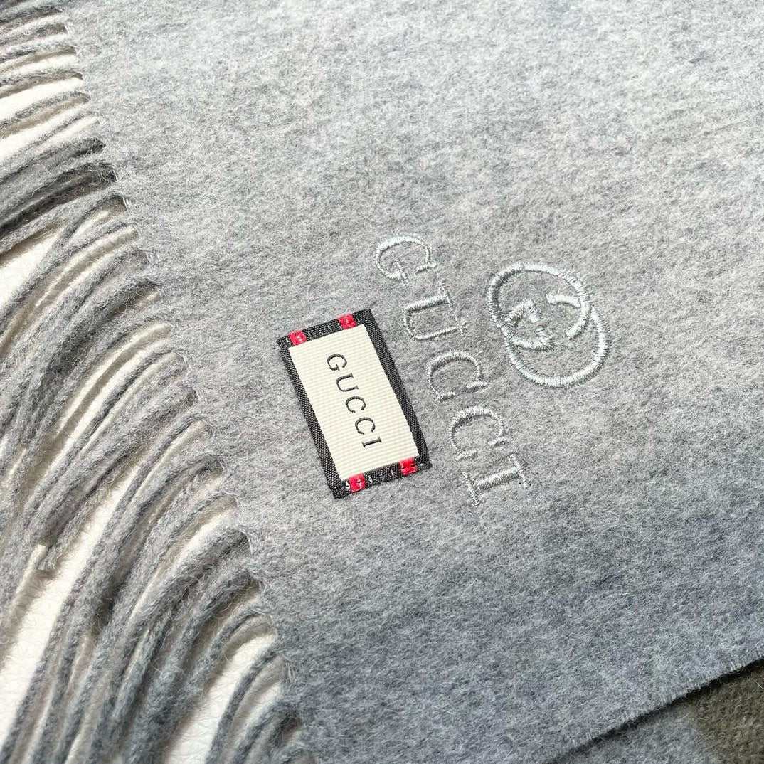 SCARF 190 CM IN PALE GRAY MIX SAND BEIGE CASHMERE AND WOOL 399762 mysite