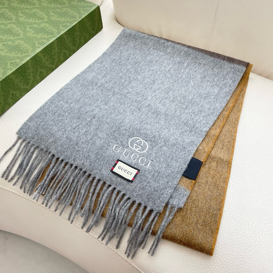 SCARF 190 CM IN DOVE GRAY MIX TORTILLA BROWN CASHMERE AND WOOL 399763 mysite