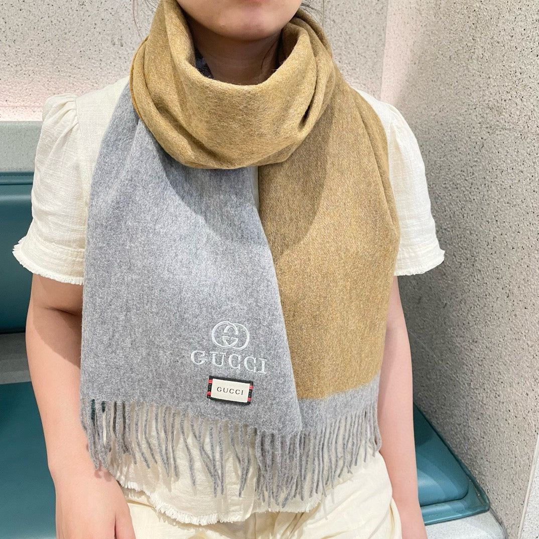 SCARF 190 CM IN DOVE GRAY MIX TORTILLA BROWN CASHMERE AND WOOL 399763 mysite