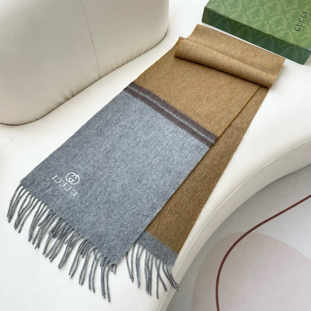 SCARF 190 CM IN DOVE GRAY MIX TORTILLA BROWN CASHMERE AND WOOL 399763 mysite