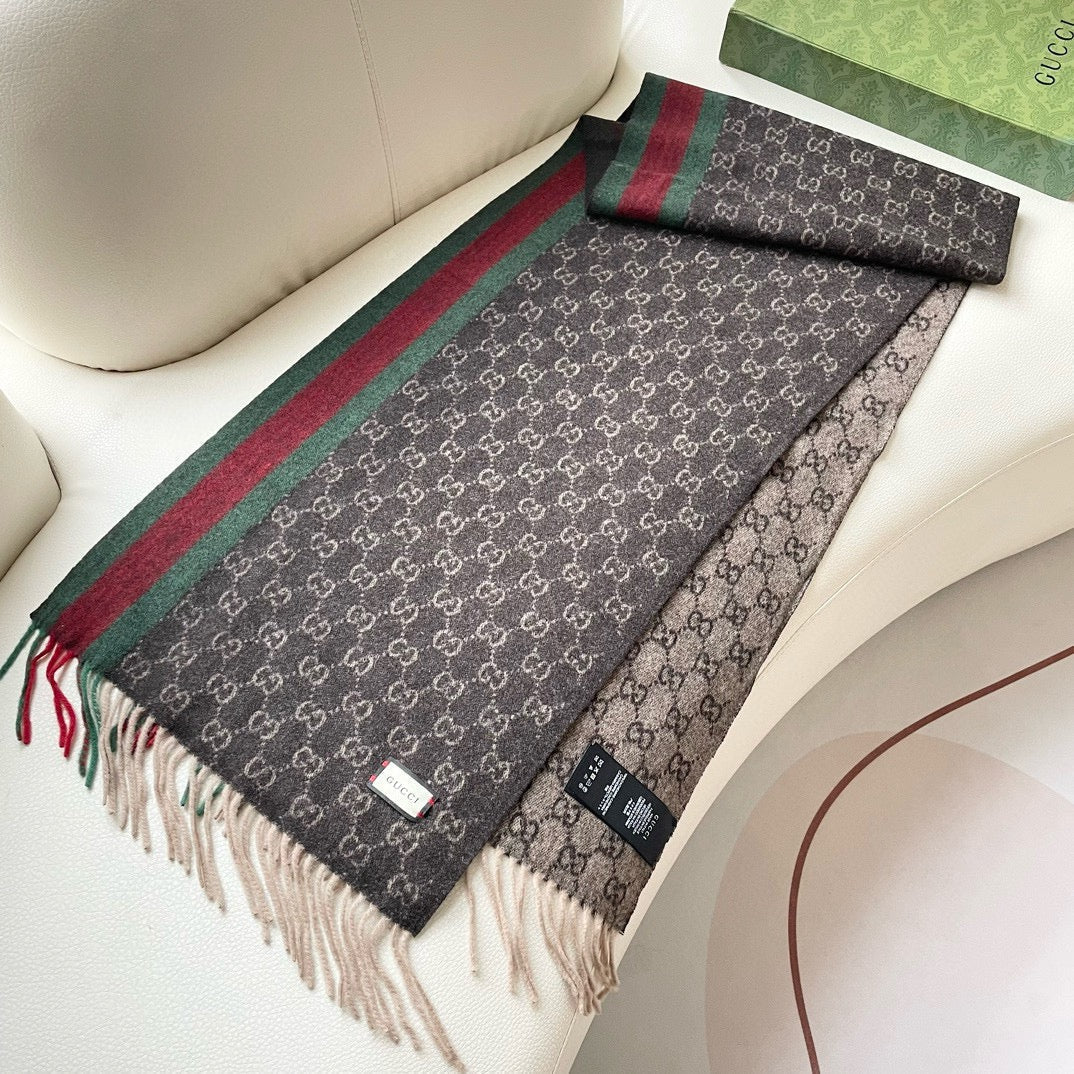 SCARF 200 CM IN DARK BROWN MONOGRAM CASHMERE 399765 mysite