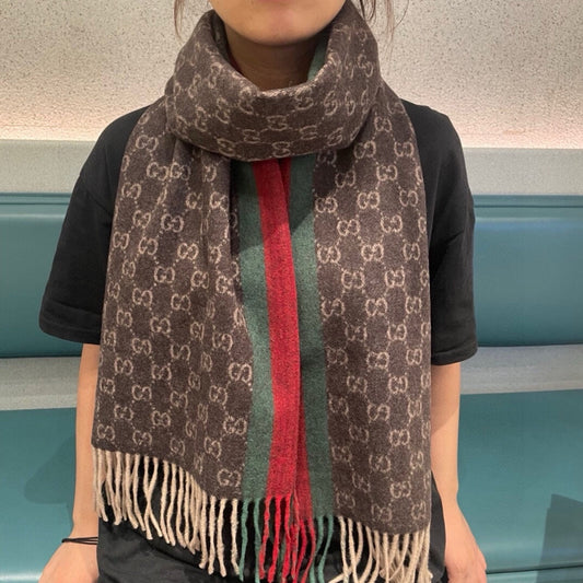 SCARF 200 CM IN DARK BROWN MONOGRAM CASHMERE 399765 mysite