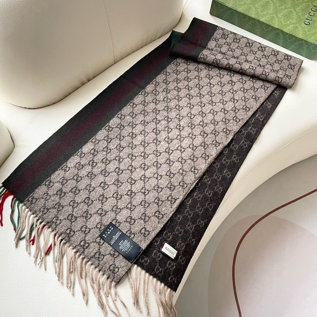 SCARF 200 CM IN DARK BROWN MONOGRAM CASHMERE 399765 mysite