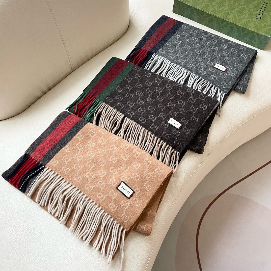 SCARF 200 CM IN PEANUT BROWN MONOGRAM CASHMERE  399766 mysite