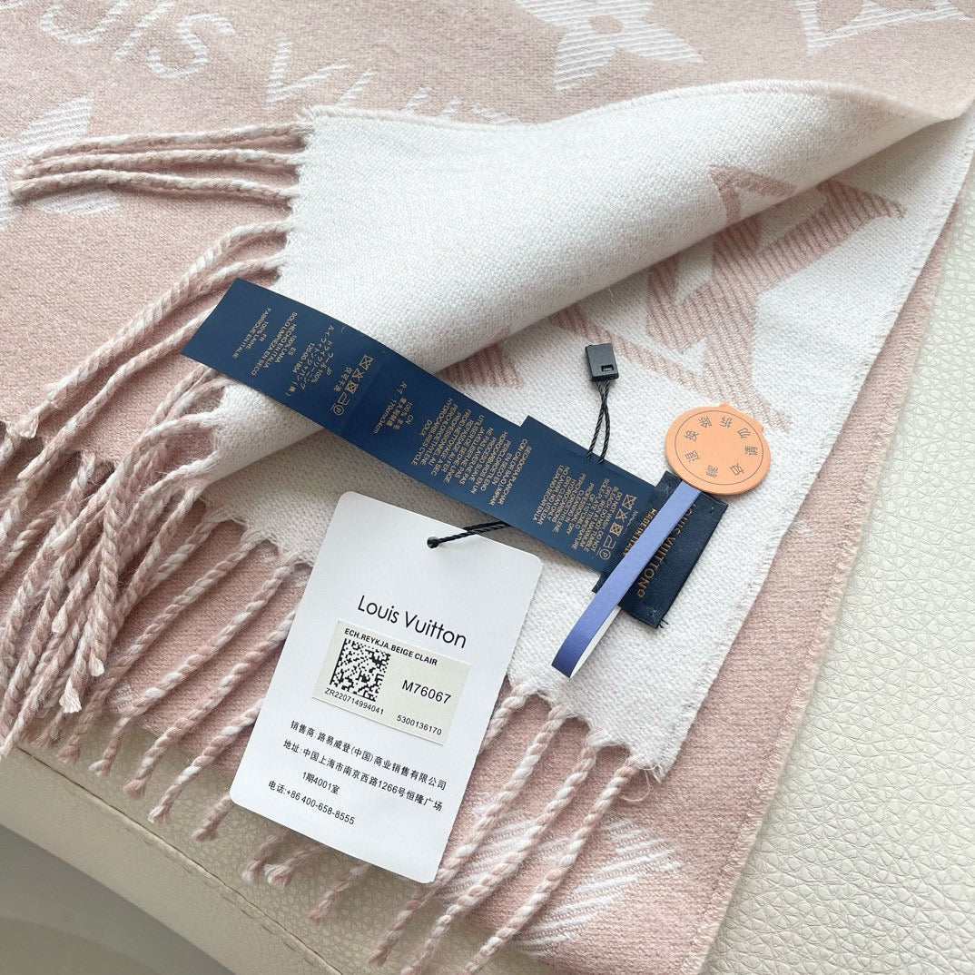 ESSENTIAL SCARF 186 CM IN BEIGE PINK WOOL 399779 mysite