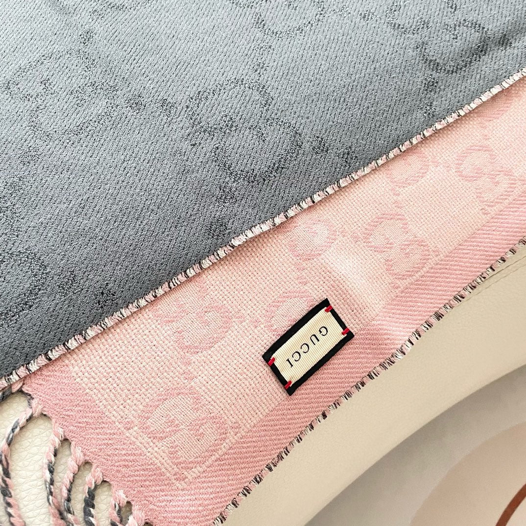 SCARF 195 CM IN SHARK GRAY AND LIGHT PINK CASHMERE 401404 mysite