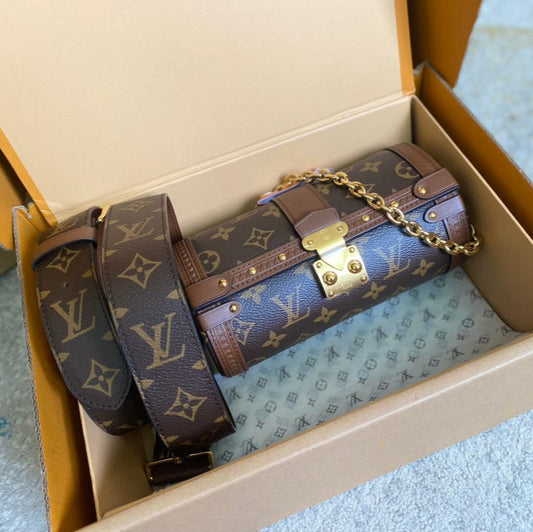 PAPILLON TRUNK 19 IN BROWN MONOGRAM CANVAS GOLD HARDWARE mysite